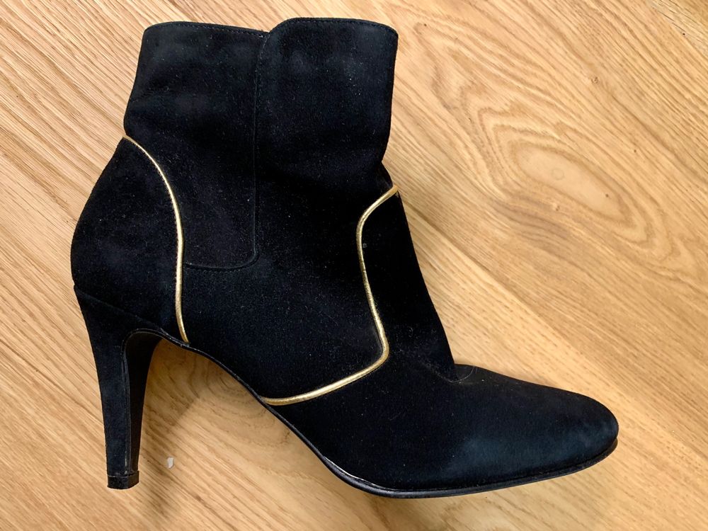 Damen Stiefeletten Schwarz Gold
