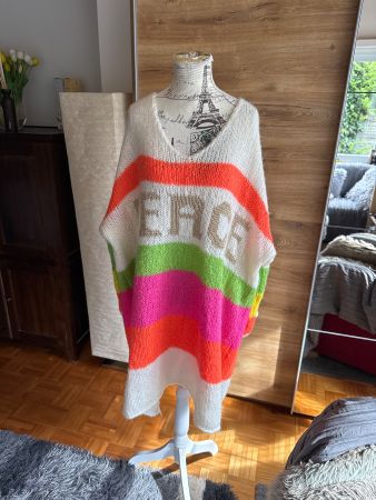 Pullover- Peace / Oversize bunt gestreift