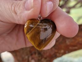 Herzanhänger Tigerauge , Anhänger Kette Herz, NEU