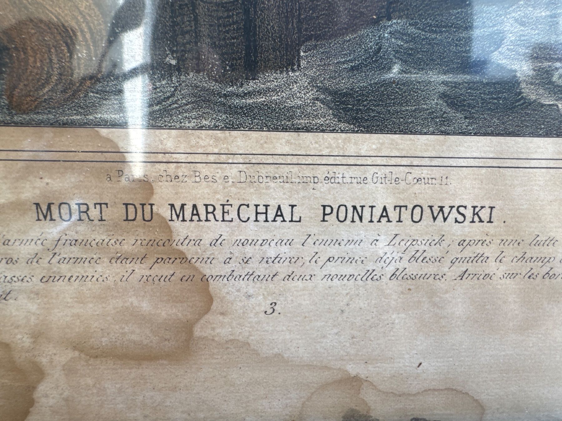 Incisioni: Superbe Gravure représentant La mort du maréchal Poniatowski – Usato da Erde venduto da CBarts 2