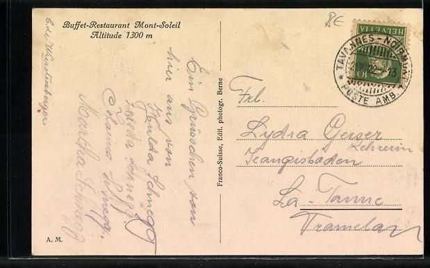 Cartoline postali: AK Mont-Soleil, Buffet-Restaurant, 1922 – Usato da Berlin venduto da bartko-reher 1