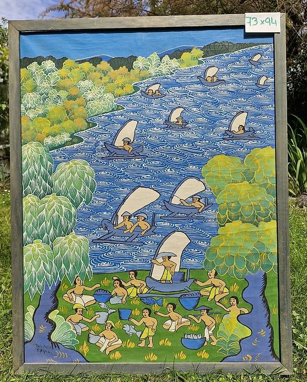 Dipinti: Originales Balibild Motto 'Fluss' – Usato da Samstagern venduto da Karibik64