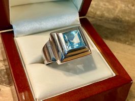VINTAGE RING STERLING 925 TOPAS, GR.66 UNISEX