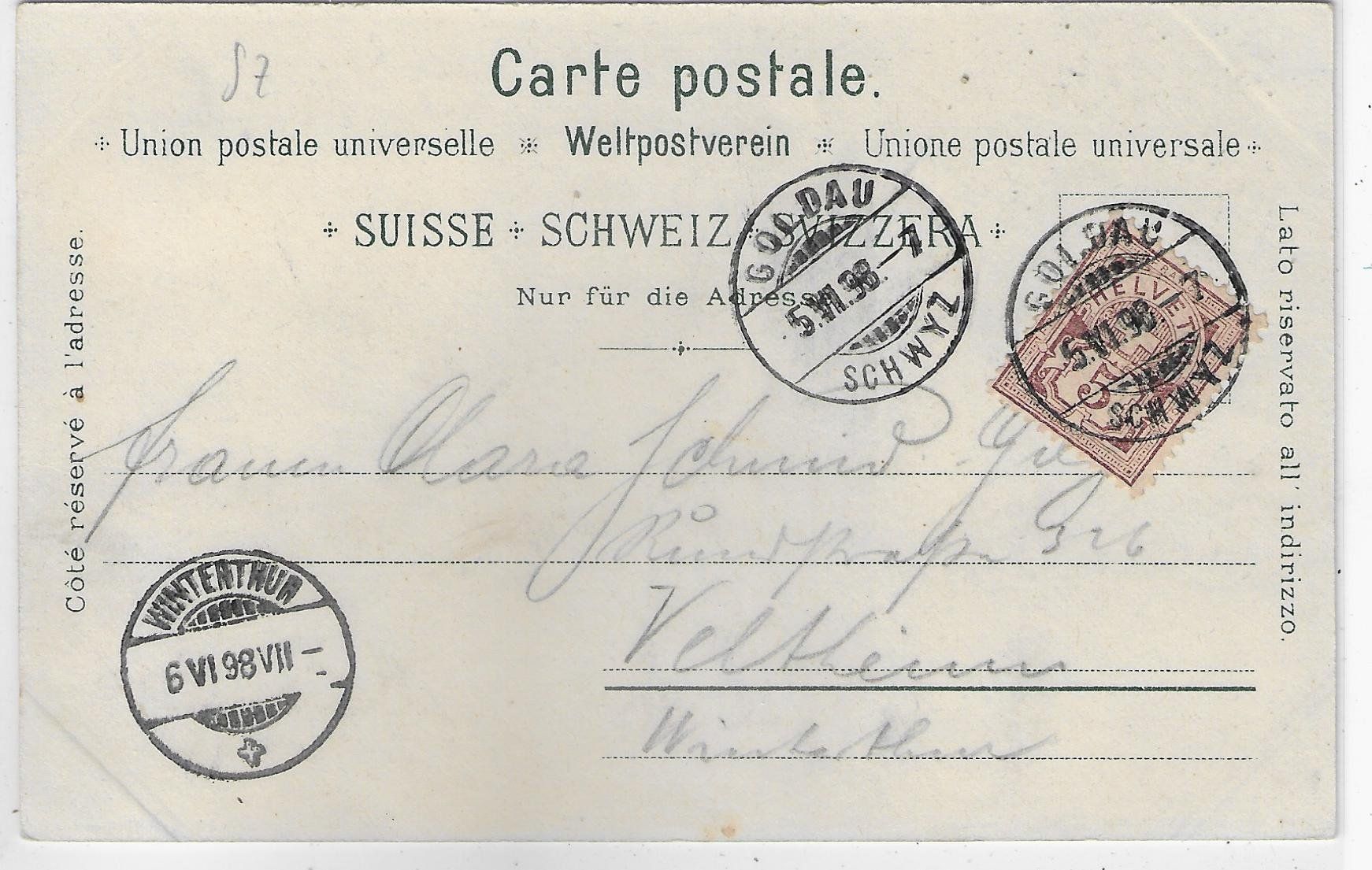Cartoline postali: Gruss vom Rigi - Litho 1898 – Usato da Ettingen venduto da Kartenplanet 1