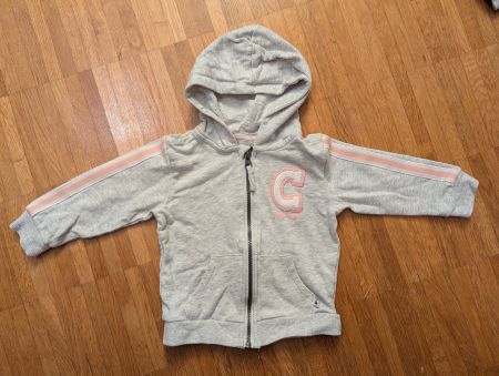 Graue Mädchen Sweatjacke mit Kapuze, Grösse 80, Top! 🍁❄️