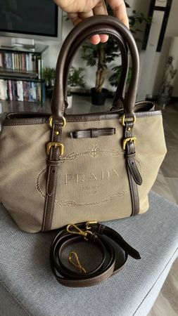 Prada Logo Jacquard Tote Bag BN1841 – Corda + Brucia
