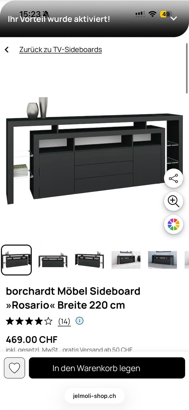 Cassettiere: Sideboard Anthrazit mit 3 Schüben und 2 Türen – Usato da Schlieren venduto da Elgabriloco 1