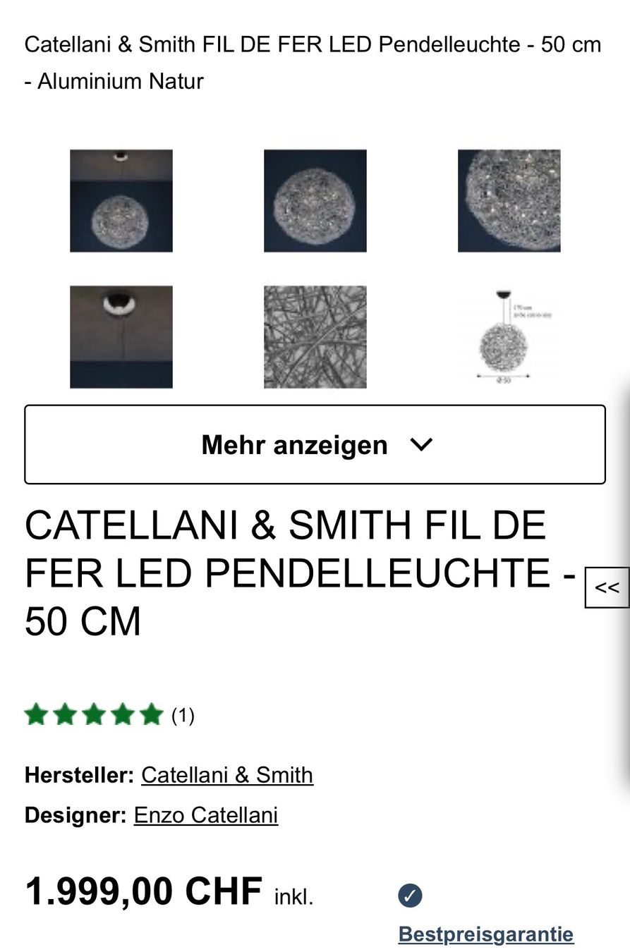 Catellani & Smith Kronleuchter & Deckenlampen: DECKENLAMPE “CATELLANI & SMITH” – Gebraucht aus Zürich von NIKI777 8