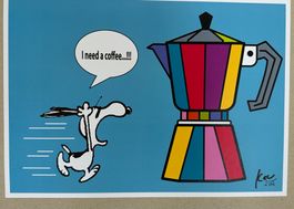 KeC: Snoopy “I need a Bialetti Coffee“, signiert 2/15