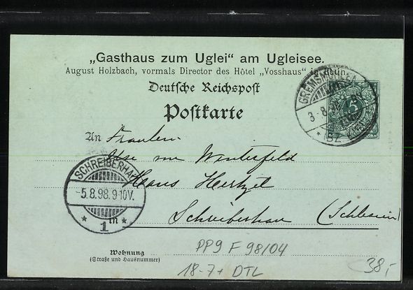 Cancelleria postale: Mondschein-AK Ganzsache PP9F98 /04: Euti – Usato da Berlin venduto da bartko-reher 1