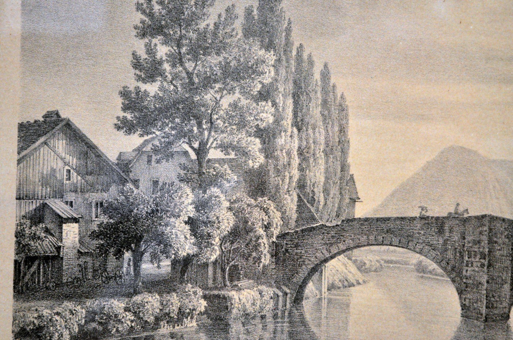 Stiche: Gravure "Pont de Couvet" – Gebraucht aus Neuchâtel von Neuchatel 6