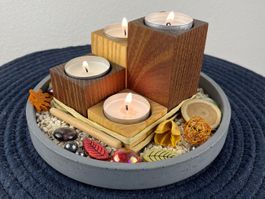 4er Set Teelichthalter Adventskranz Kerzenhalter Massivholz