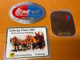 3er set Pferde/Fahrsport Tunier Plaketten.