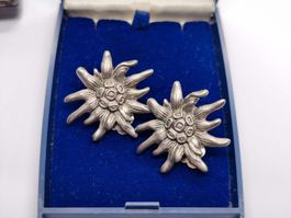 Ohrclips Edelweiss silberfarben vintage 2 Stck.