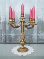 34 cm Messing Kerzenständer 5flammig aus den 50/60er Jahren