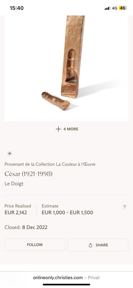 Skulpturen & Statuen: César Baldaccini Skulptur Le Doigt Index Bronze – Gebraucht aus Frauenfeld von lor_6k67 4