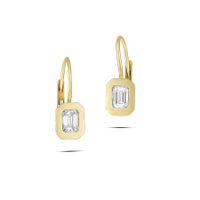 Orecchini in oro giallo 18k con diamanti taglio smeraldo