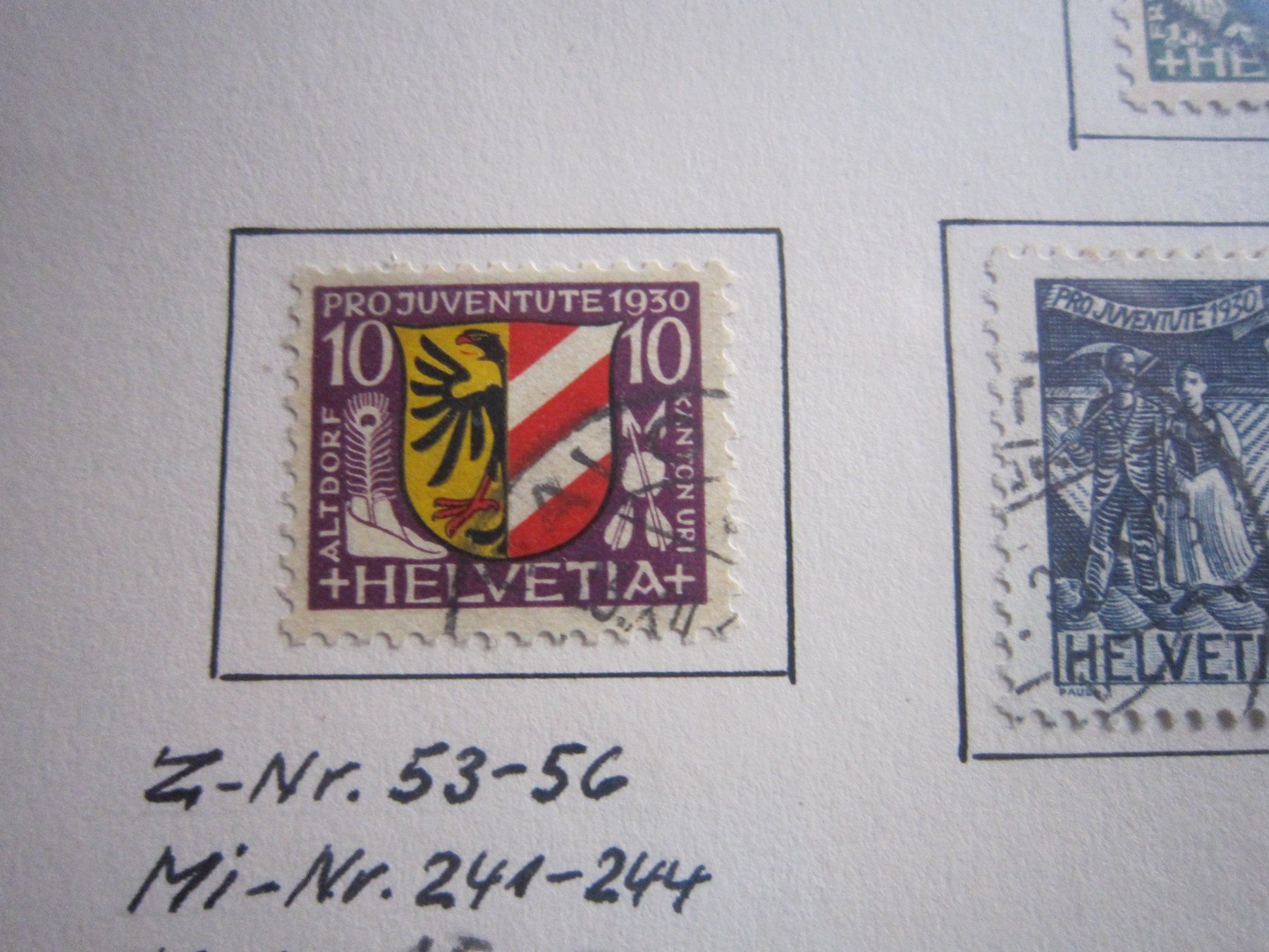 Alle Briefmarken: Mk3 Projuventute 1930 Serie – Gebraucht aus Gordola von Polentaefung 3