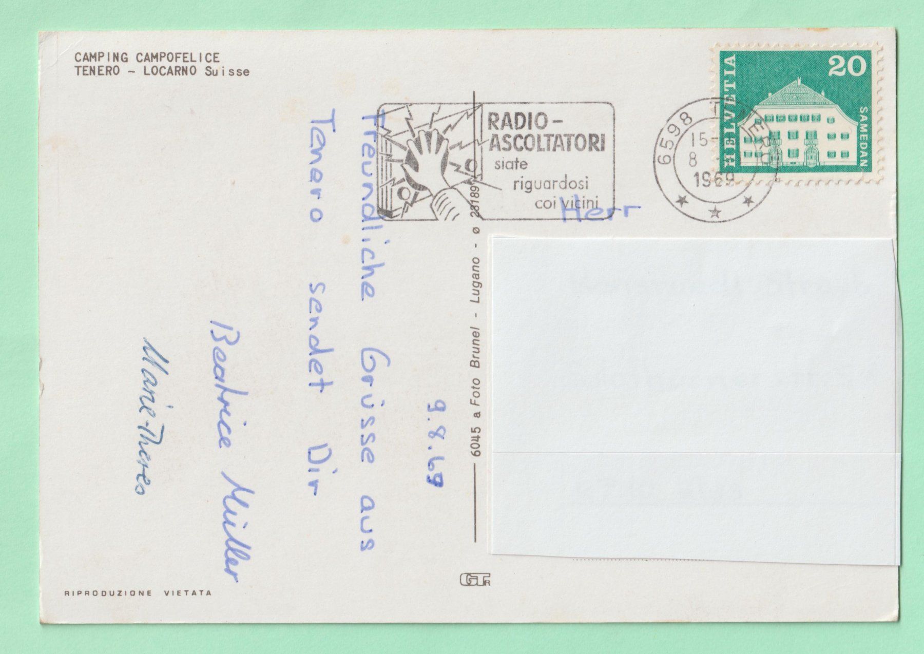 Cartoline postali: Tenero Campo Felice 1962 – Usato da Oensingen venduto da Stro11 1