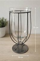 Grand photophore en verre avec support en métal