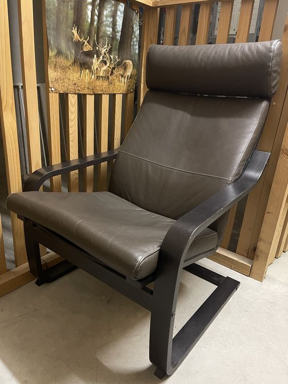 IKEA POÄNG Ledersessel Schwarz/Braun Kaufen auf Ricardo