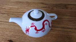 Cha Cult Teekanne, Porzellan, rot Drache, neuwertig!