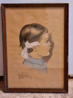 Kinderporträt 1940 – kolorierte Zeichnung, signiert