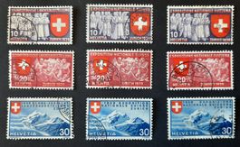 9-12-1 Timbres Helvetia oblitérés. Expo nationale suisse 39
