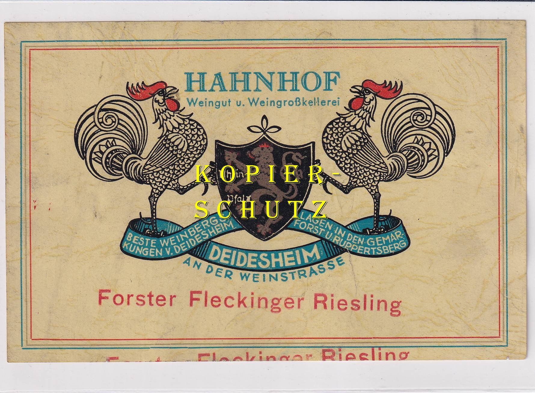 Papiere: Etikette - Forster Fleckinger Riesling /bd – Gebraucht aus Hombrechtikon von Rudolf07
