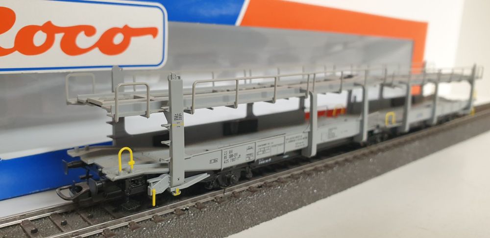 Wagon Porte-autos Articulé Roco 543 – GOTH Gris SBB CFF 46631, HO, Neuf
