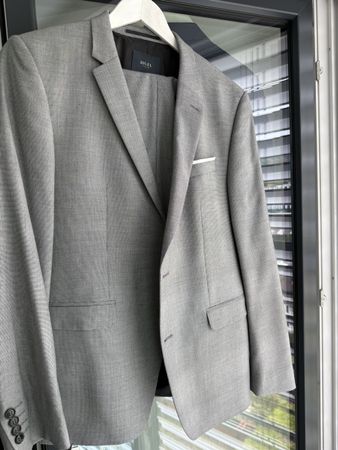Herren Anzug Bizz Extra Slim Fit Grau Grösse 54 neu