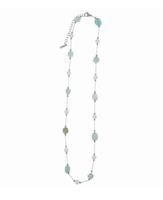Natursteinkette Edelstahl 46+5cm, hellgrüne Jade