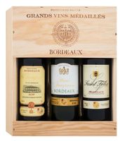3 x 0,75-l-Flasche Weinpaket Bordeaux mit Holzkiste