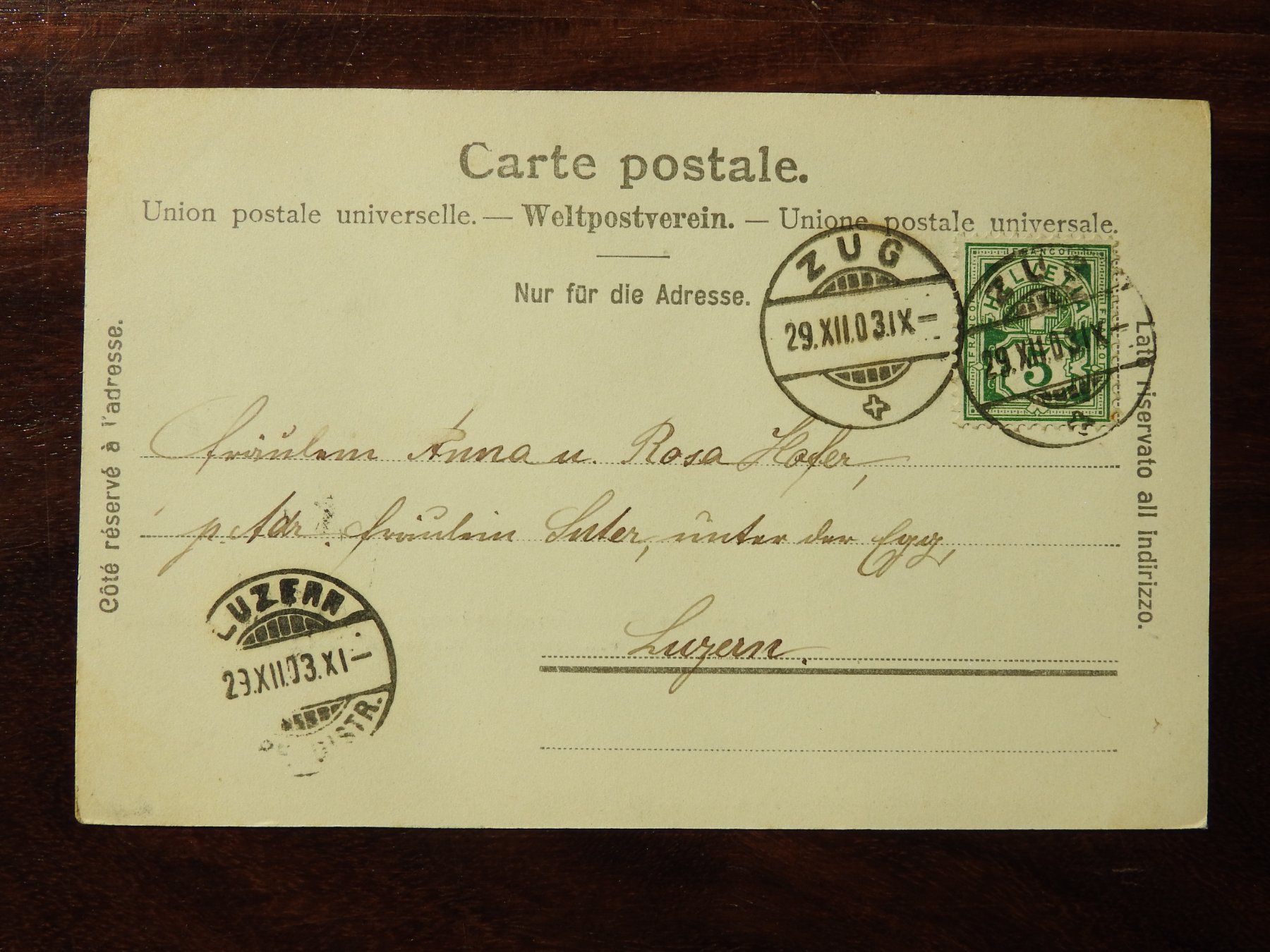 Cartoline postali: ZUG Postgebäude u. Einmarsch  von Glarner-Militär! – Usato da Rain venduto da 999-800-K 1