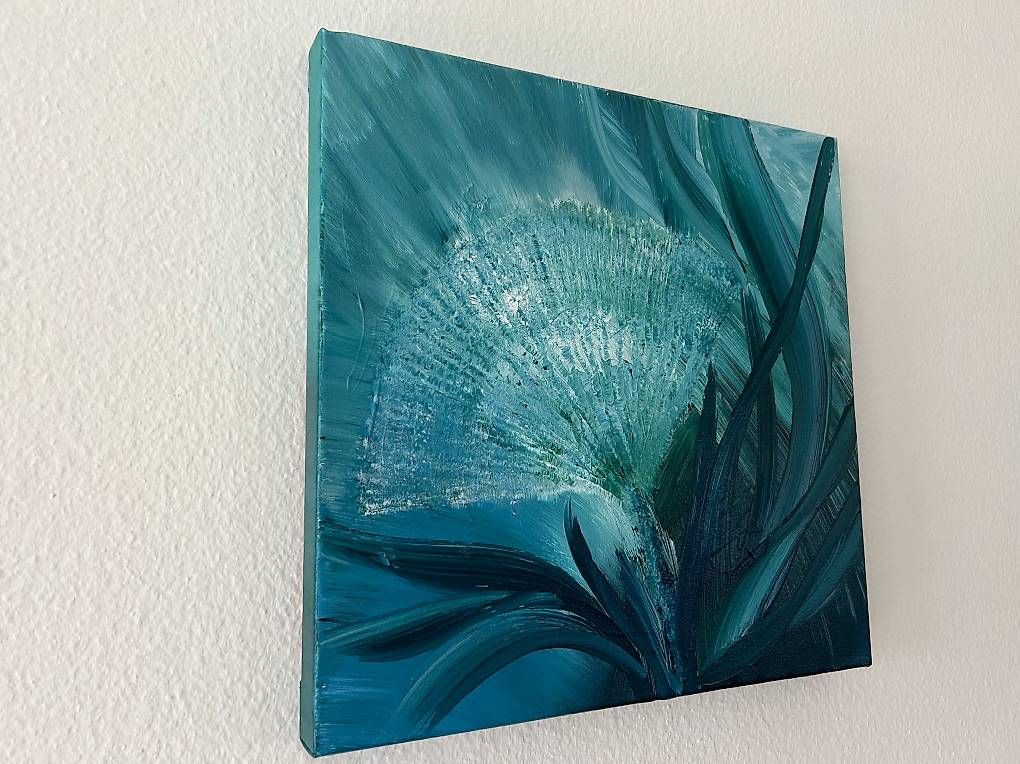 Dipinti: 40x40cm Bild grünblau "Morgentau" – Nuovo e nell'imballaggio originale da Urdorf venduto da manuela4 1
