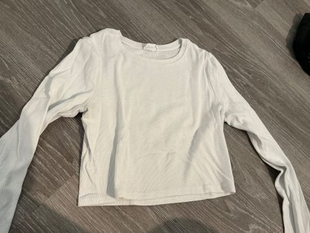 Langarmshirt weiss gerippt kurz geschnitten Gr.L