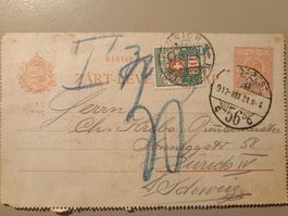 Alter, Faltbrief1912, Budapest nach Zürich,