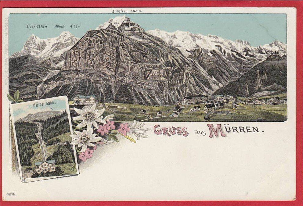 Cartoline postali: MÜRREN, MÜRRENBAHN, LITHO – Usato da Grüningen venduto da Kartenlaube