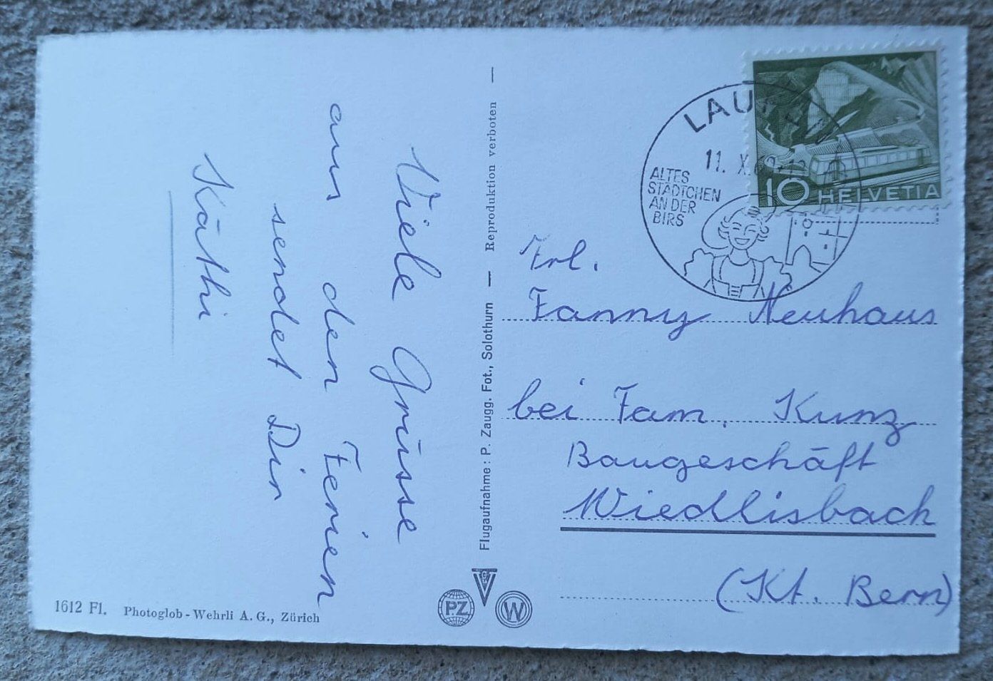 Cartoline postali: AK Laufen 1960 – Usato da Burgdorf venduto da glasrabe01 1