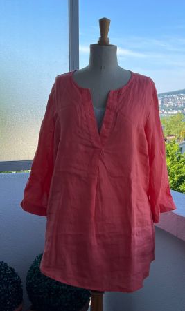 Sommer Tunika aus Leinen, Koralle, Gr. 42, Top Zustand