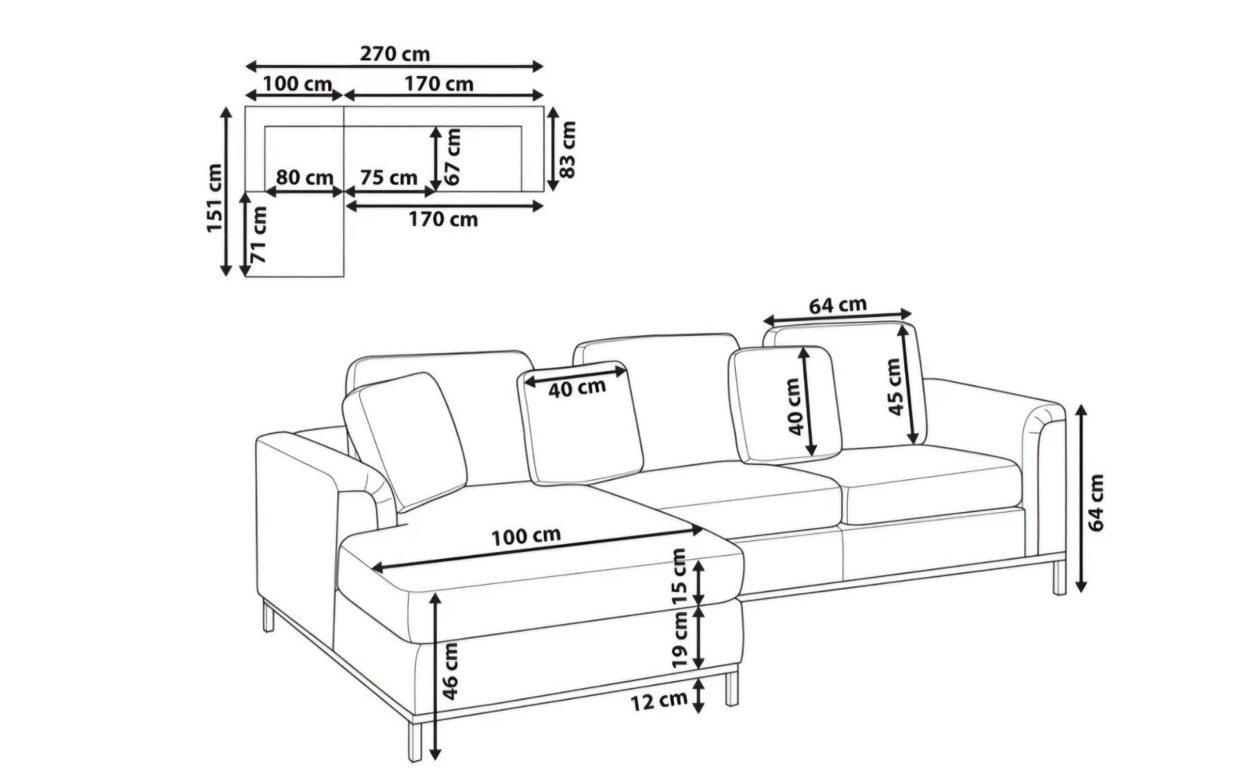 Beliani Sofas: Ecksofa mit Ottomane (Antrazit) – Gebraucht aus Busswil BE von R_F 4