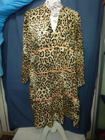 EMILY VAN DEN BERG KLEID TUNIKA LEO GR 46 VISCOSE NEU TULPEN