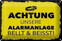 Blechschild-ACHTUNG-ALARMANLAGE BELLT&BEISST