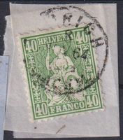 Sitzende Helvetia 40Rp (Nr.34).V-O ZÜRICH ++++