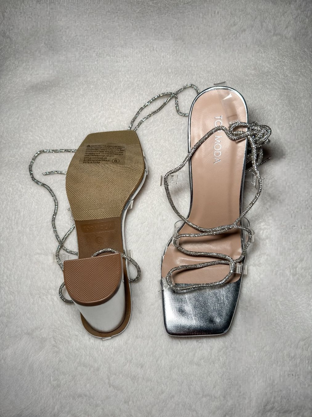 Scarpe da donna: Fashion Nova - Wrap Up High Heels Silver – Nuovo e nell'imballaggio originale da Zürich venduto da CBN_Fashion 1