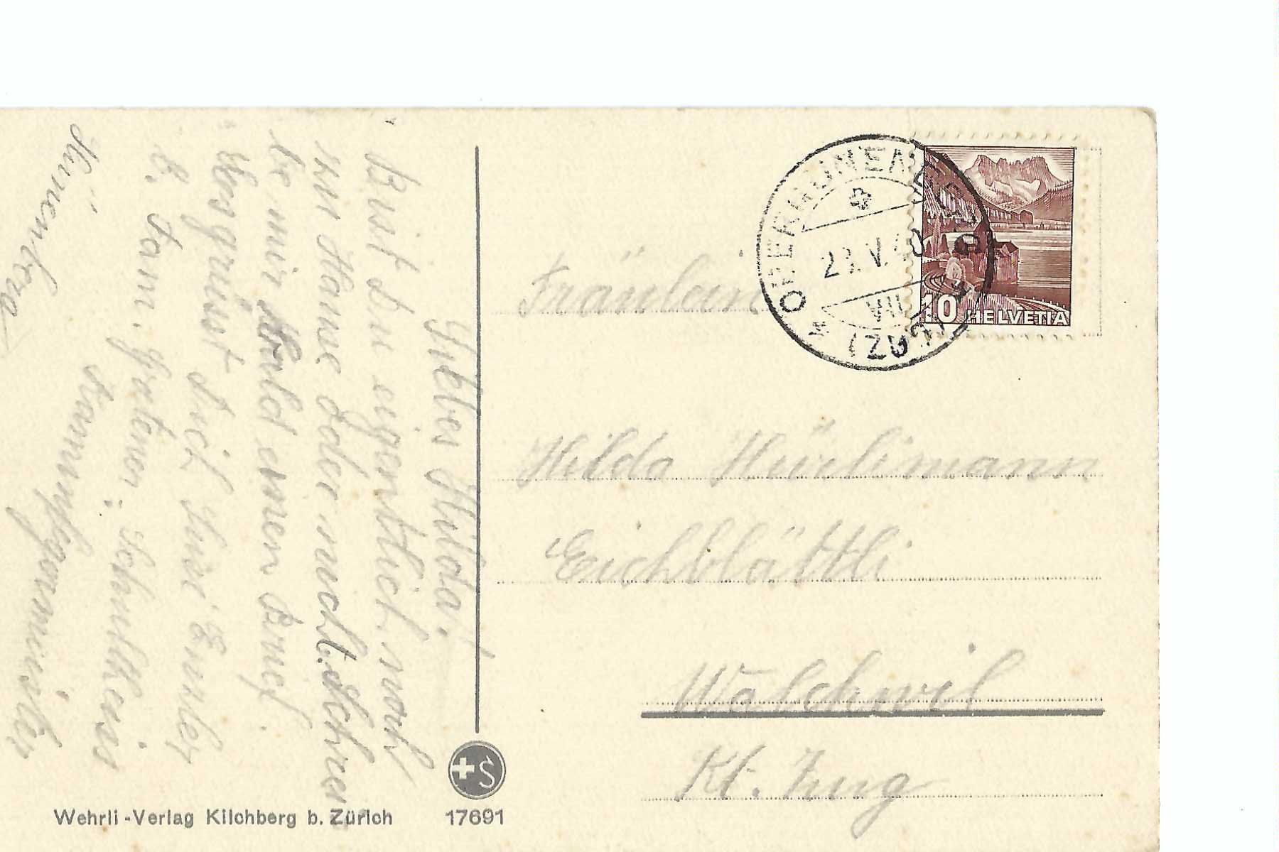Cartoline postali: Spiez mit Schloss und Thunersee, 1940 – Usato da Thun venduto da 44wart 1