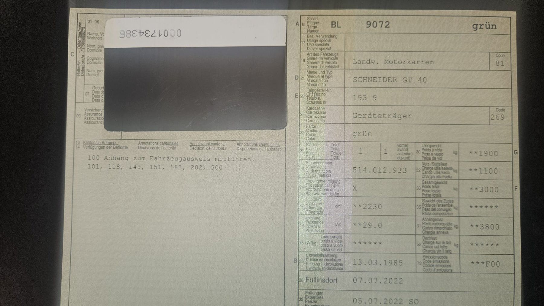 Trattori: Geräteträger/Hacktraktor Schneider GT40 – Usato da Oberwil BL venduto da adr_z5q6 5