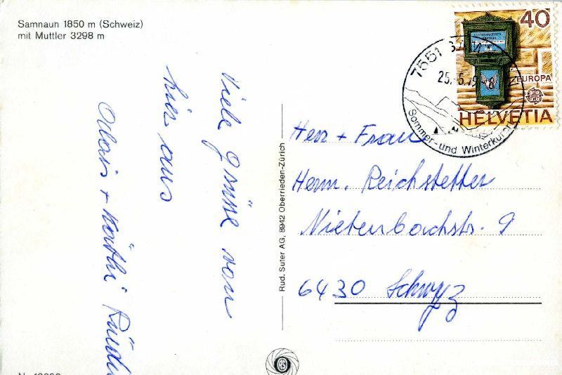 Ansichtskarten: Samnaun - mit Muttler + 1979 – Gebraucht aus Emmenbrücke von teestube 1