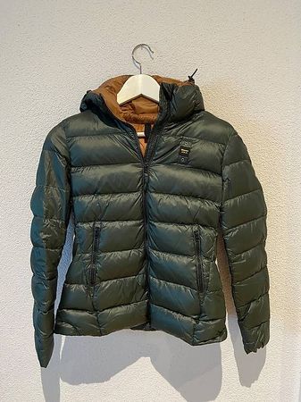 Blauer USA Daunenjacke mit Kapuze  Dunkelgrün