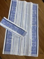 2 Küchentücher Halbleinen  blau / weiss - wie NEU